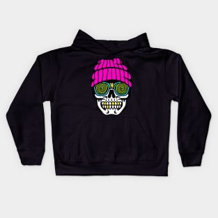 Skull beanie trippy Kids Hoodie